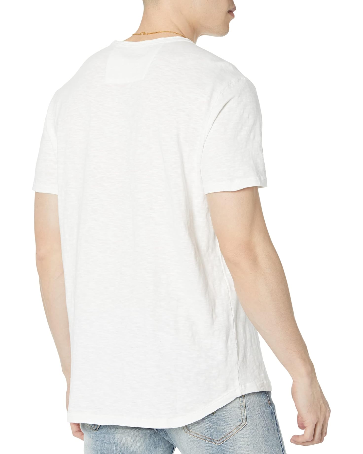 Cooper Acid Wash Curved Hem Crew in White