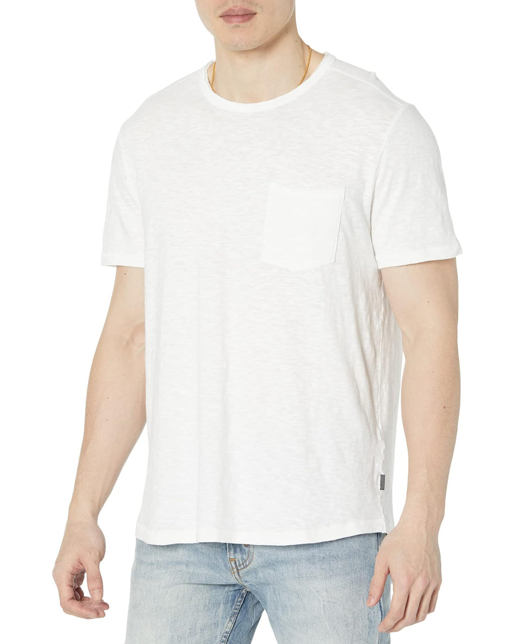 Cooper Acid Wash Curved Hem Crew in White