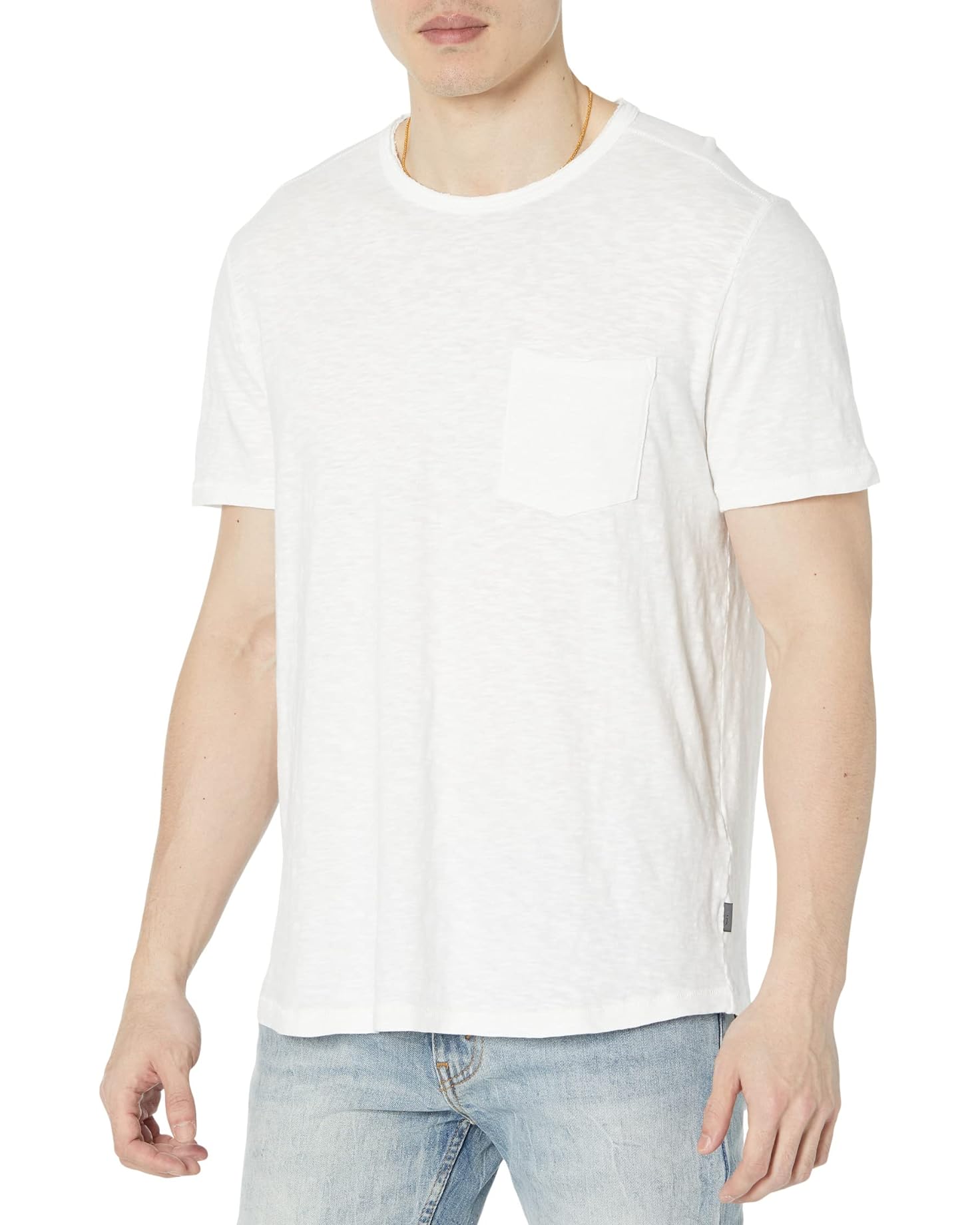 Cooper Acid Wash Curved Hem Crew in White