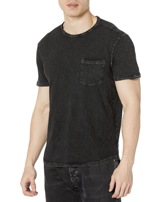 Cooper Acid Wash Curved Hem Crew in Black