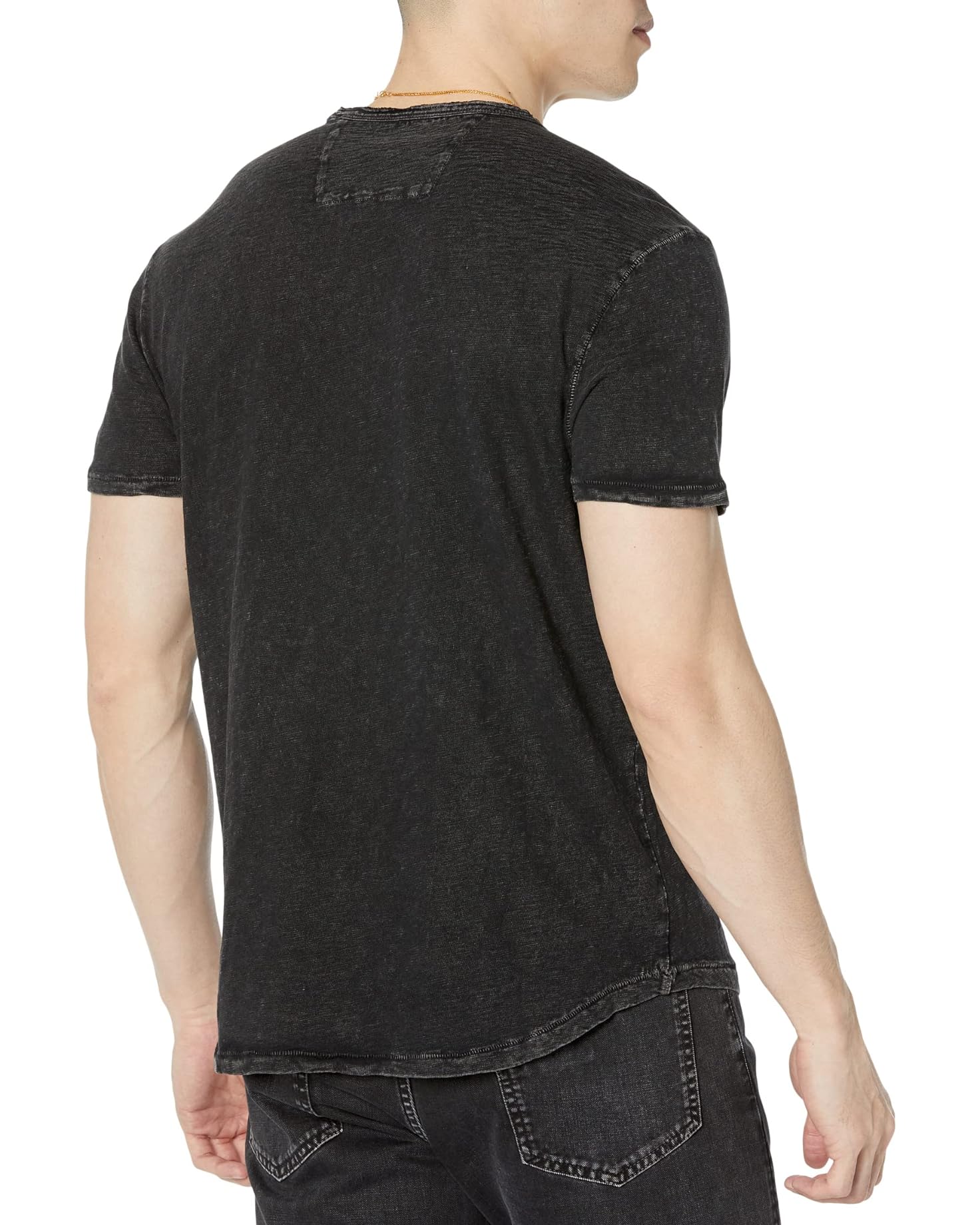 Cooper Acid Wash Curved Hem Crew in Black