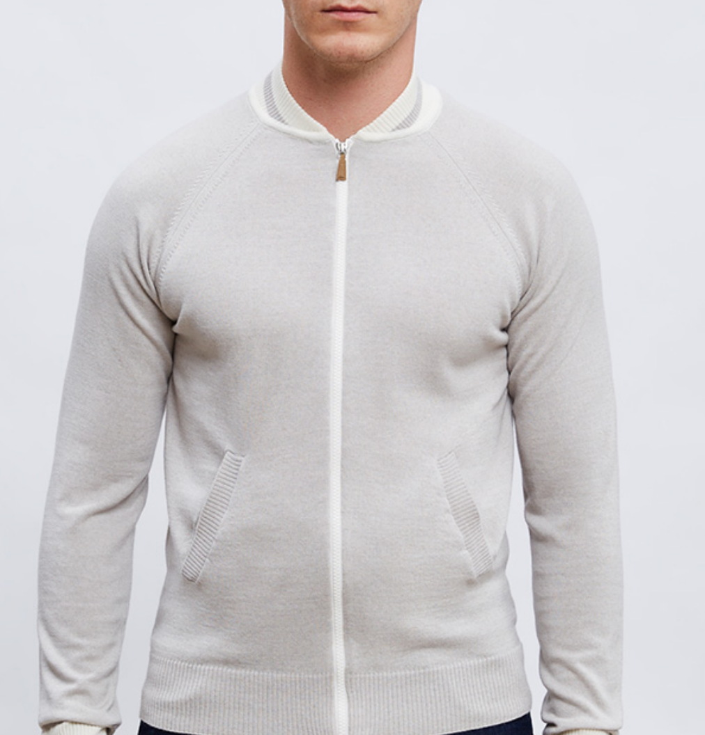 Premium Blouson Cardigan in Light Beige