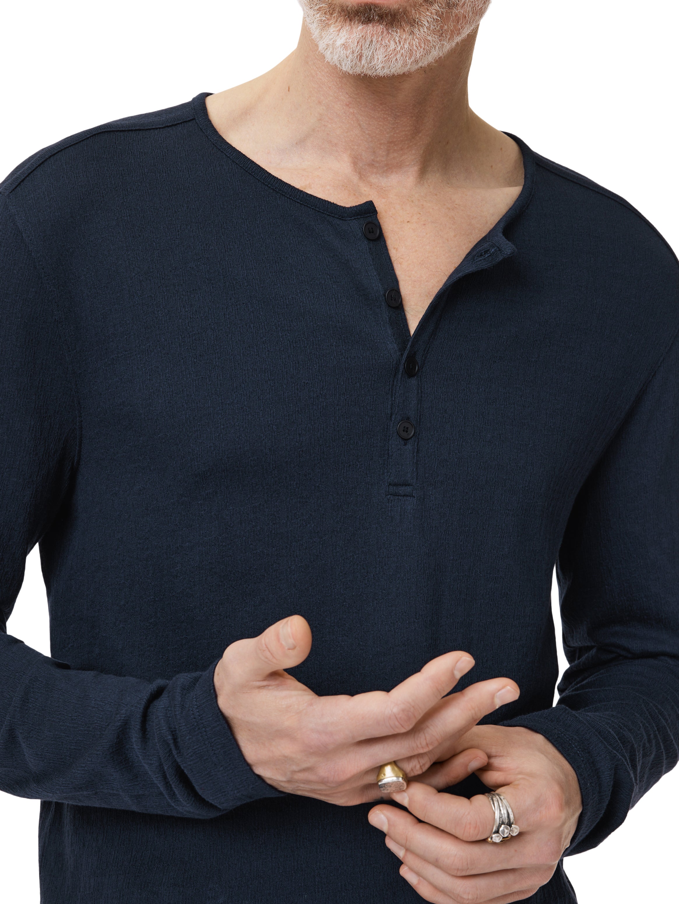 Walden Stitch LS Henley in Navy