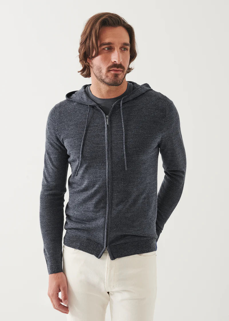 Extra-Fine Merino Full Zip Hoodie in Granite