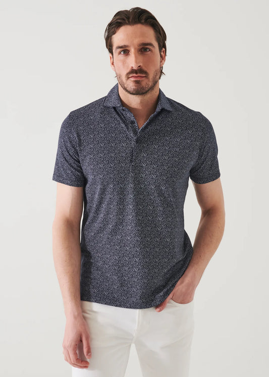 Teardrop Print Polo in Midnight