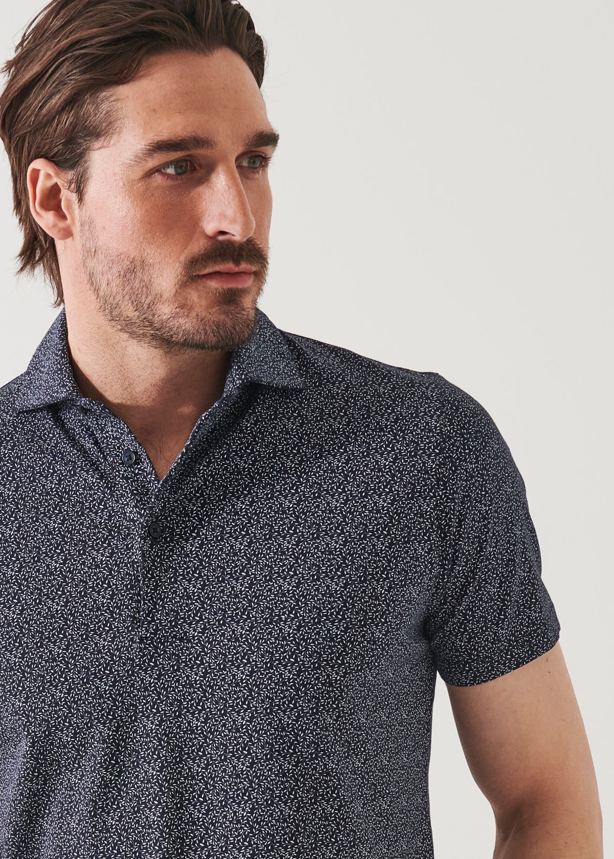 Teardrop Print Polo in Midnight