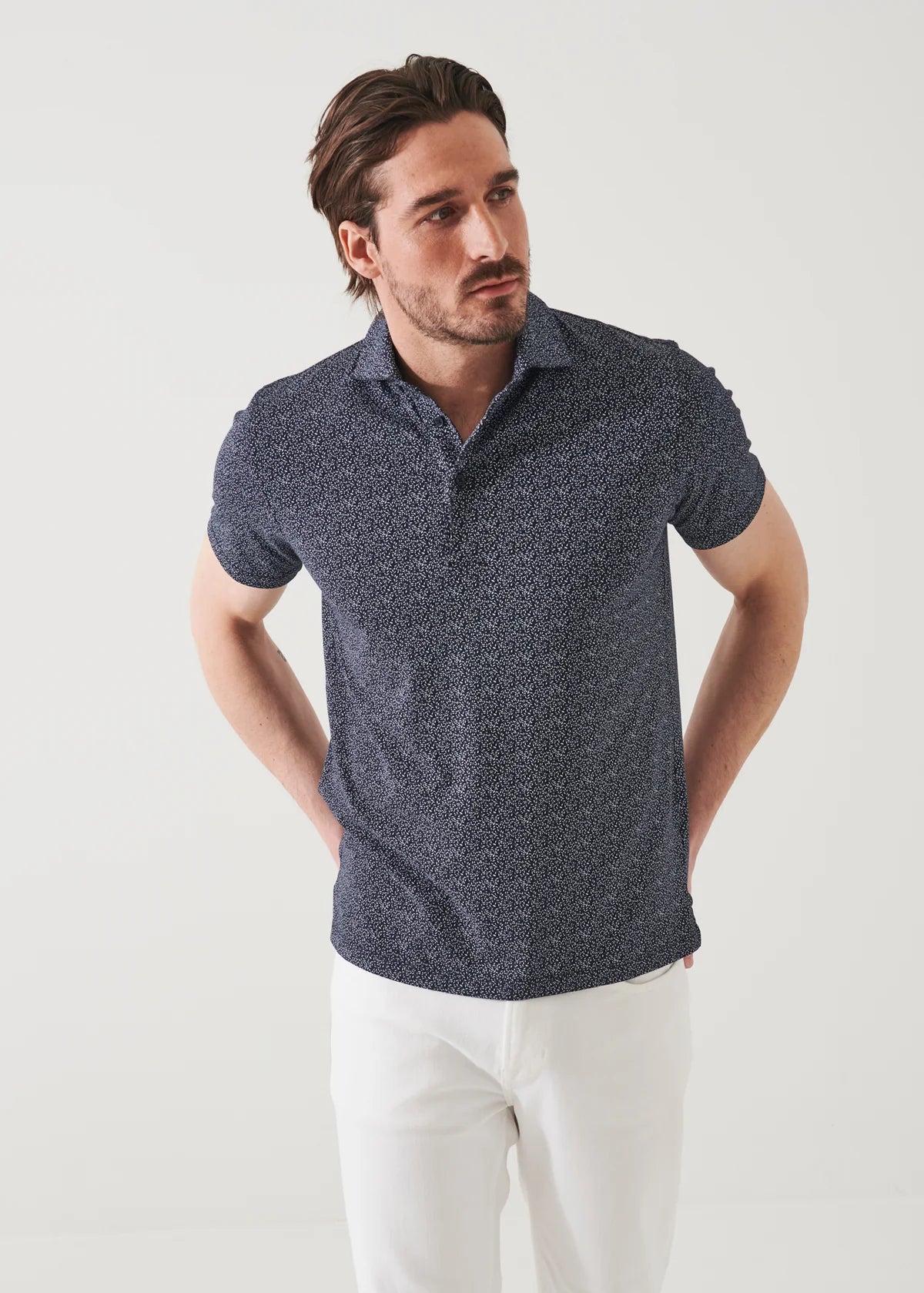 Teardrop Print Polo in Midnight