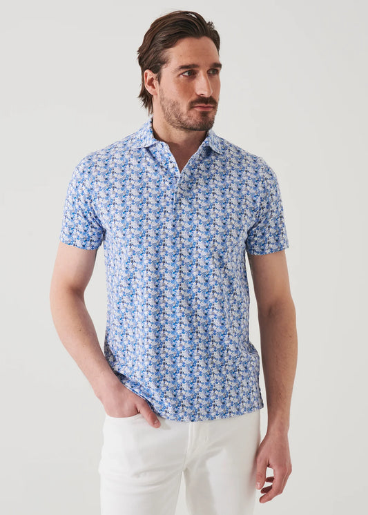 Linnea Floral Print Polo in Blue