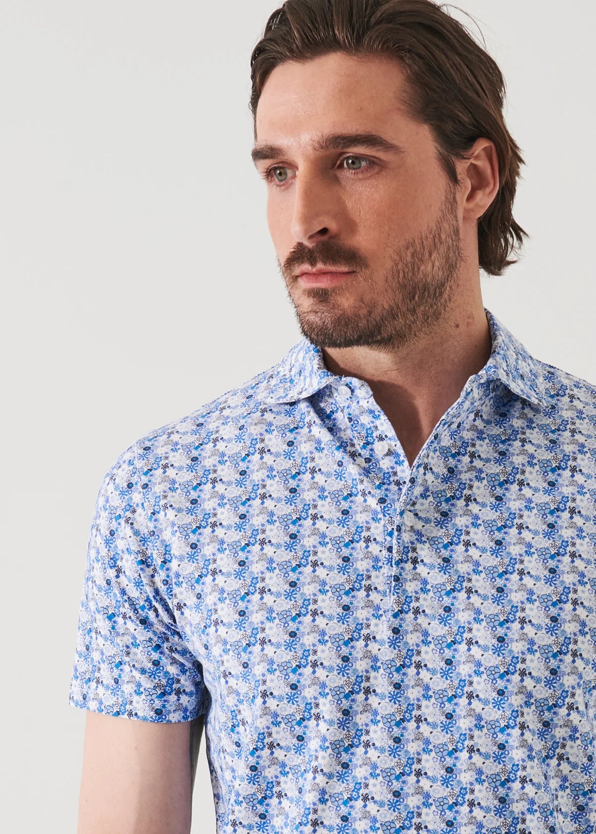 Linnea Floral Print Polo in Blue