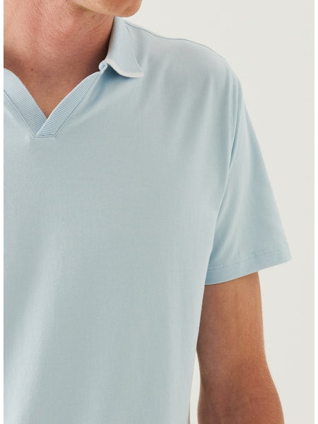 Iconic Tipped Open Polo in Baby Blue