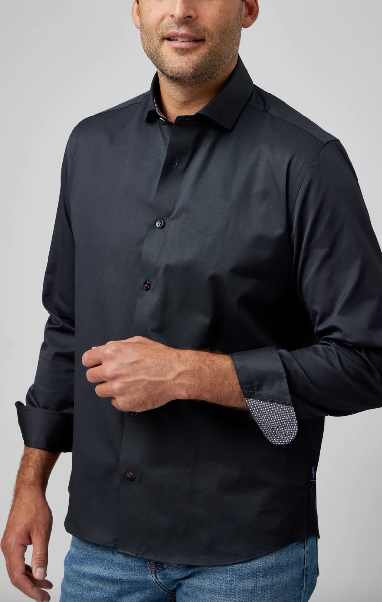 Solid Woven Dry Touch Shirt in Black