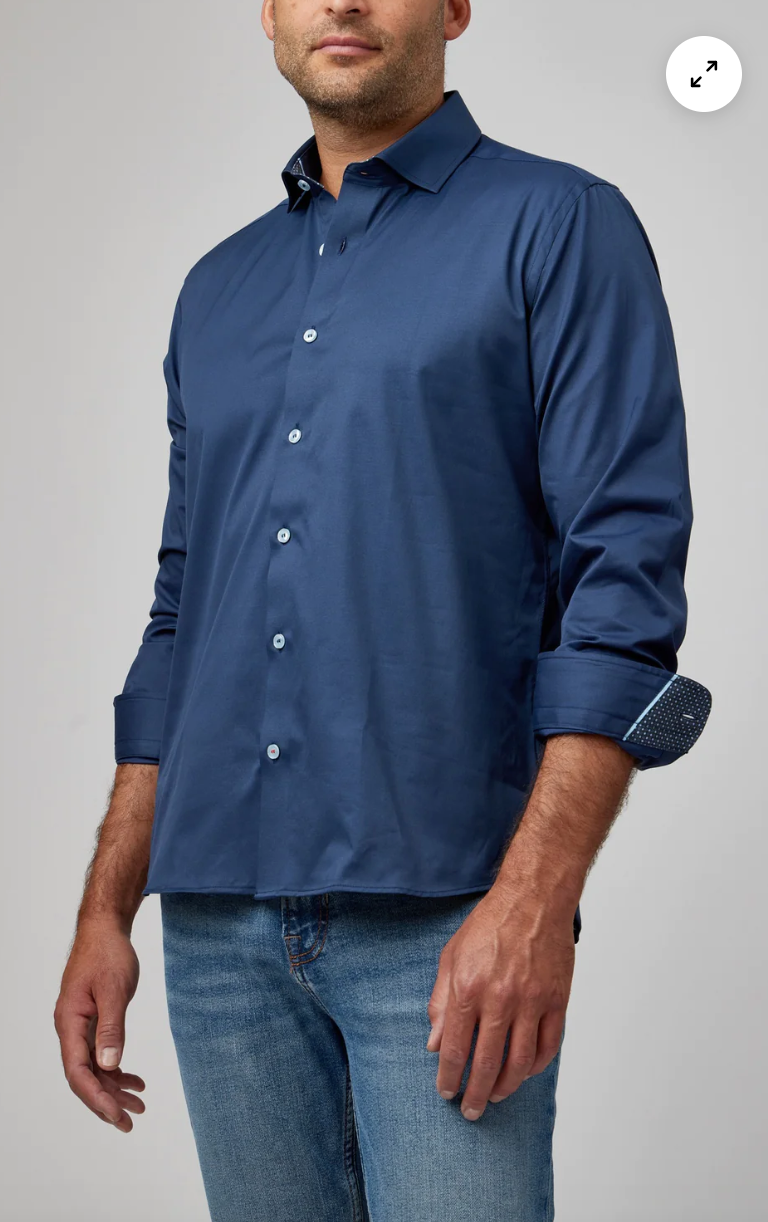 Solid Woven Dry Touch Shirt in Navy