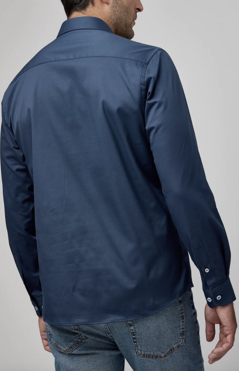 Solid Woven Dry Touch Shirt in Navy