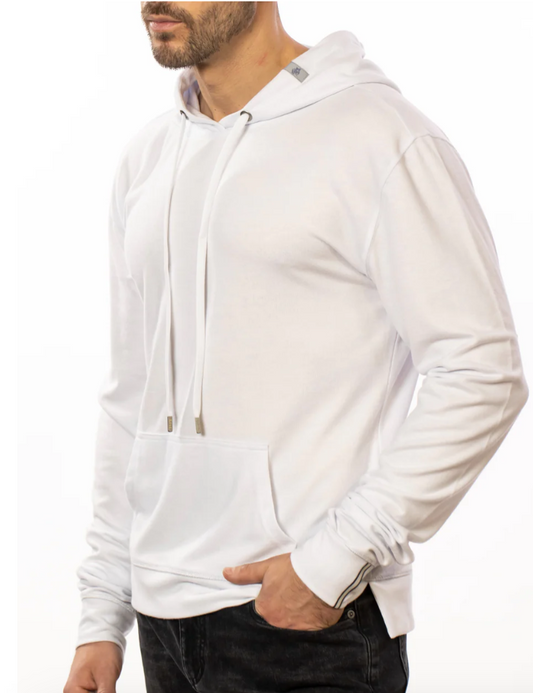 Fleece Knit Hoodie in White