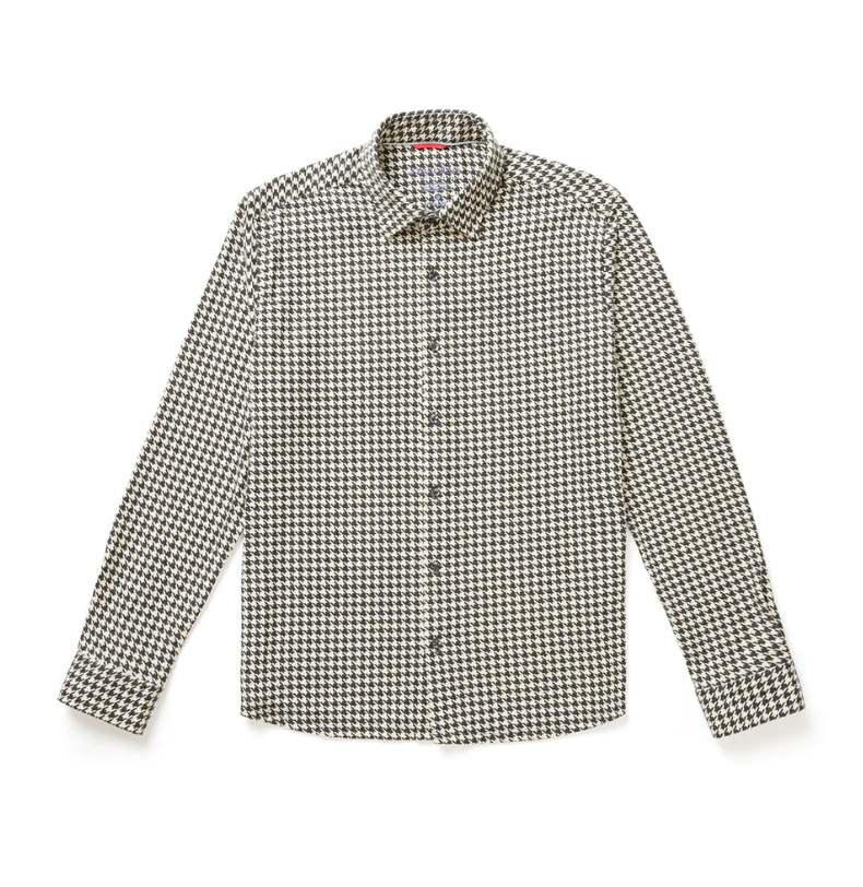 Long Sleeve Knit in Beige Houndstooth