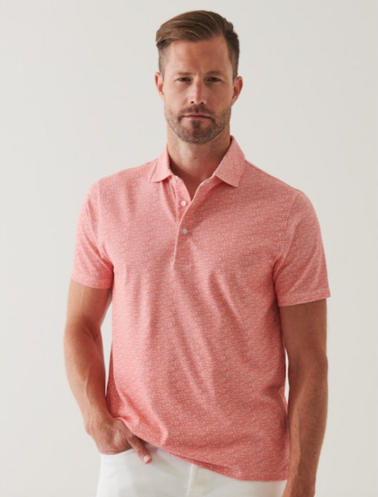 Floral Print Polo in Apricot Orange