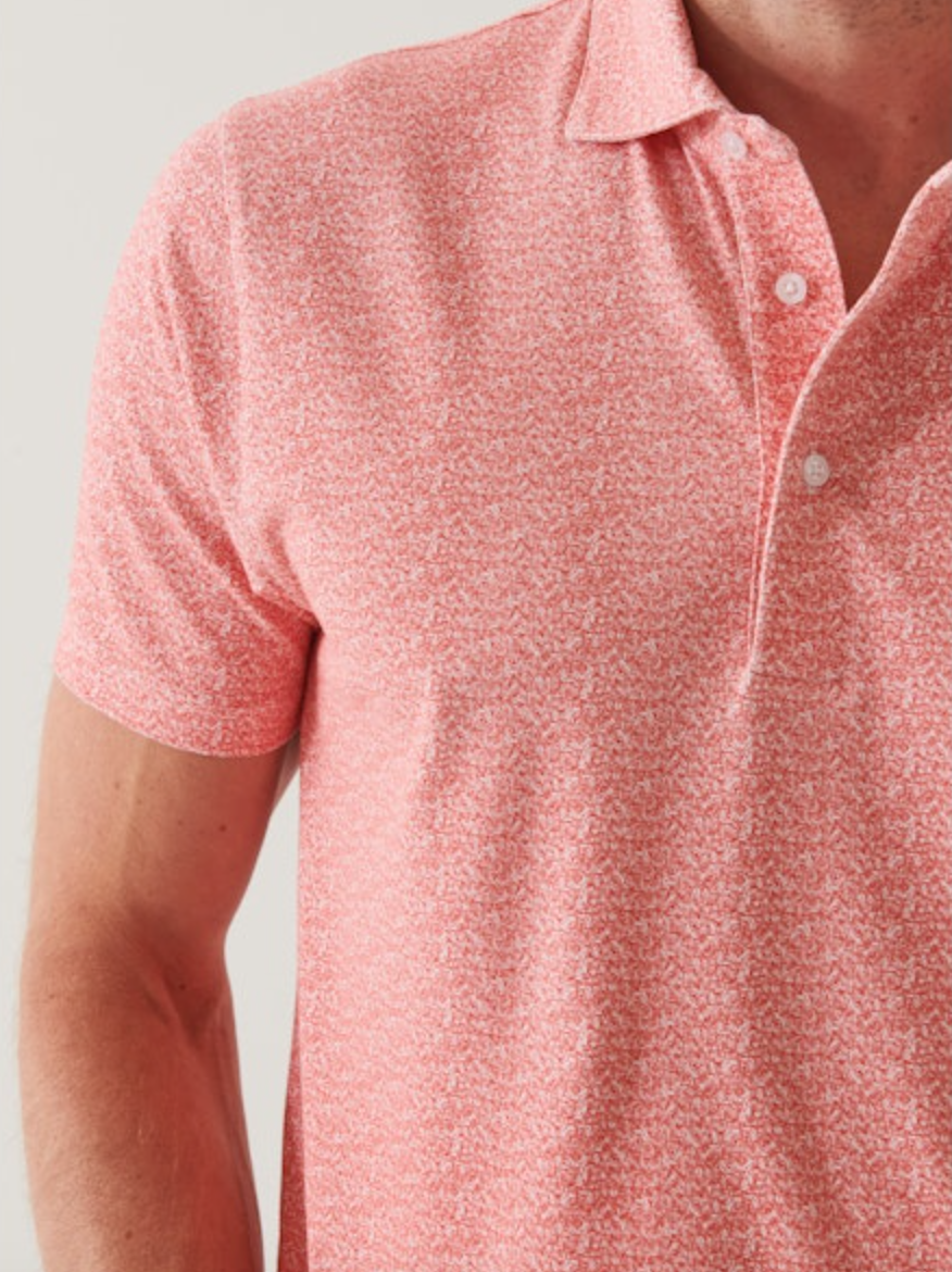 Floral Print Polo in Apricot Orange
