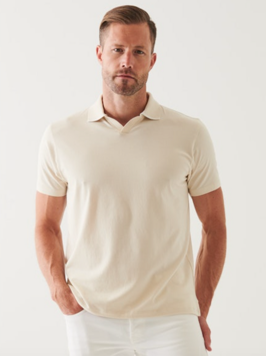 Iconic Tipped Open Polo in Canvas