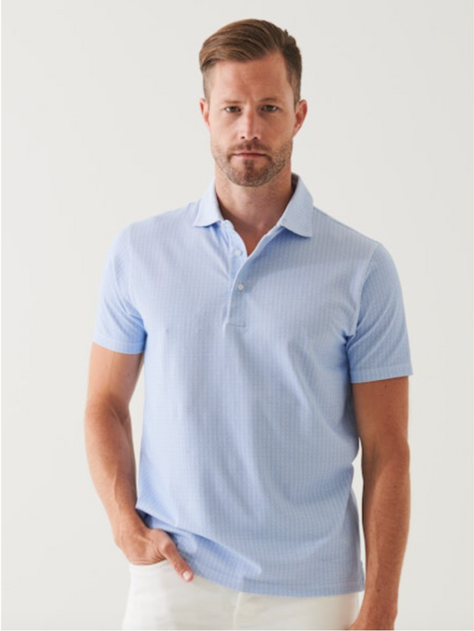 Geo Print Polo in Blue Ice