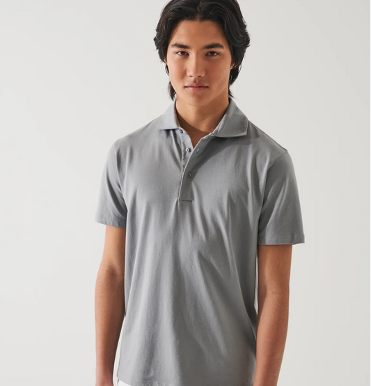 Iconic Stitch Polo in Neutral Grey