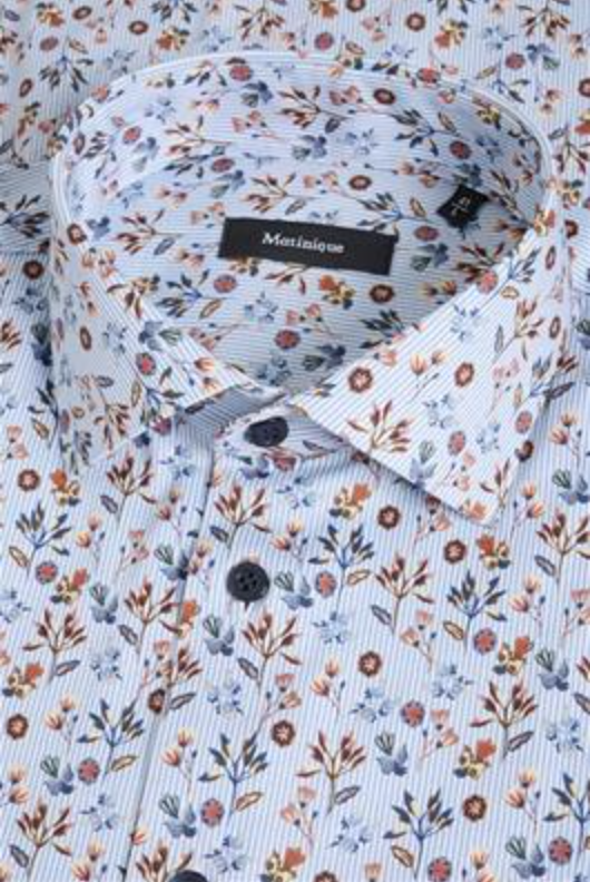 MAMarc Shirt in Floral Chambray Blue