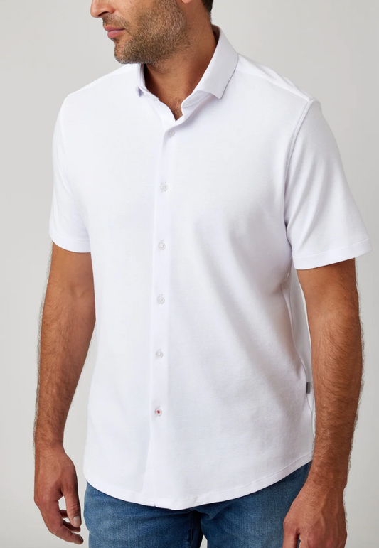 Short Sleeve Dry-Touch Knit in White