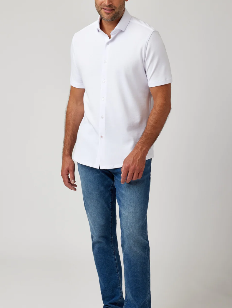 Short Sleeve Dry-Touch Knit in White