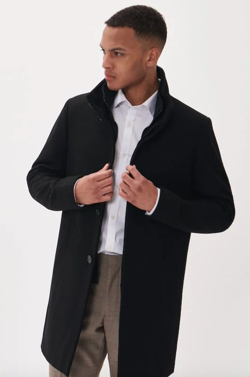 Harvey Classic Wool Coat in Black