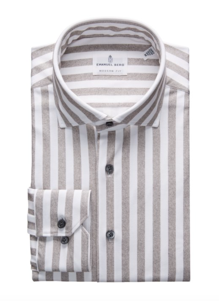 Modern 4-Flex Shirt in Brown Stripe