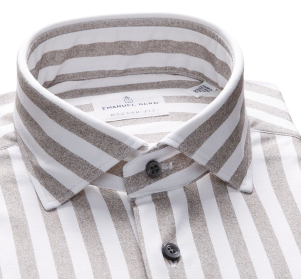 Modern 4-Flex Shirt in Brown Stripe