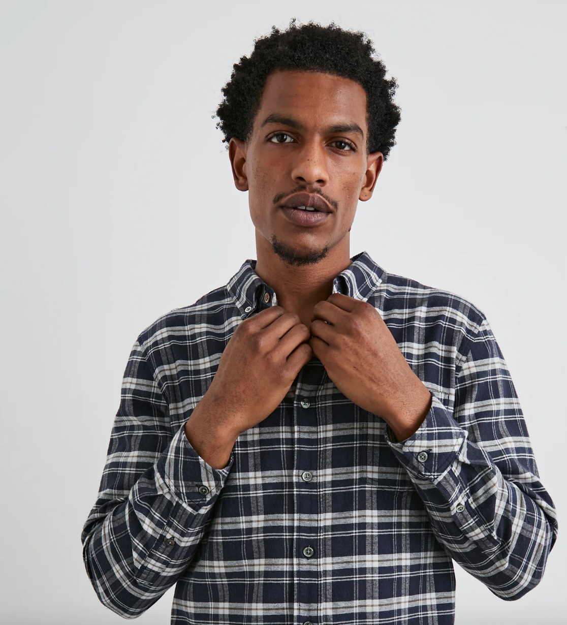 Reid Shirt in Navy Lentil Cream
