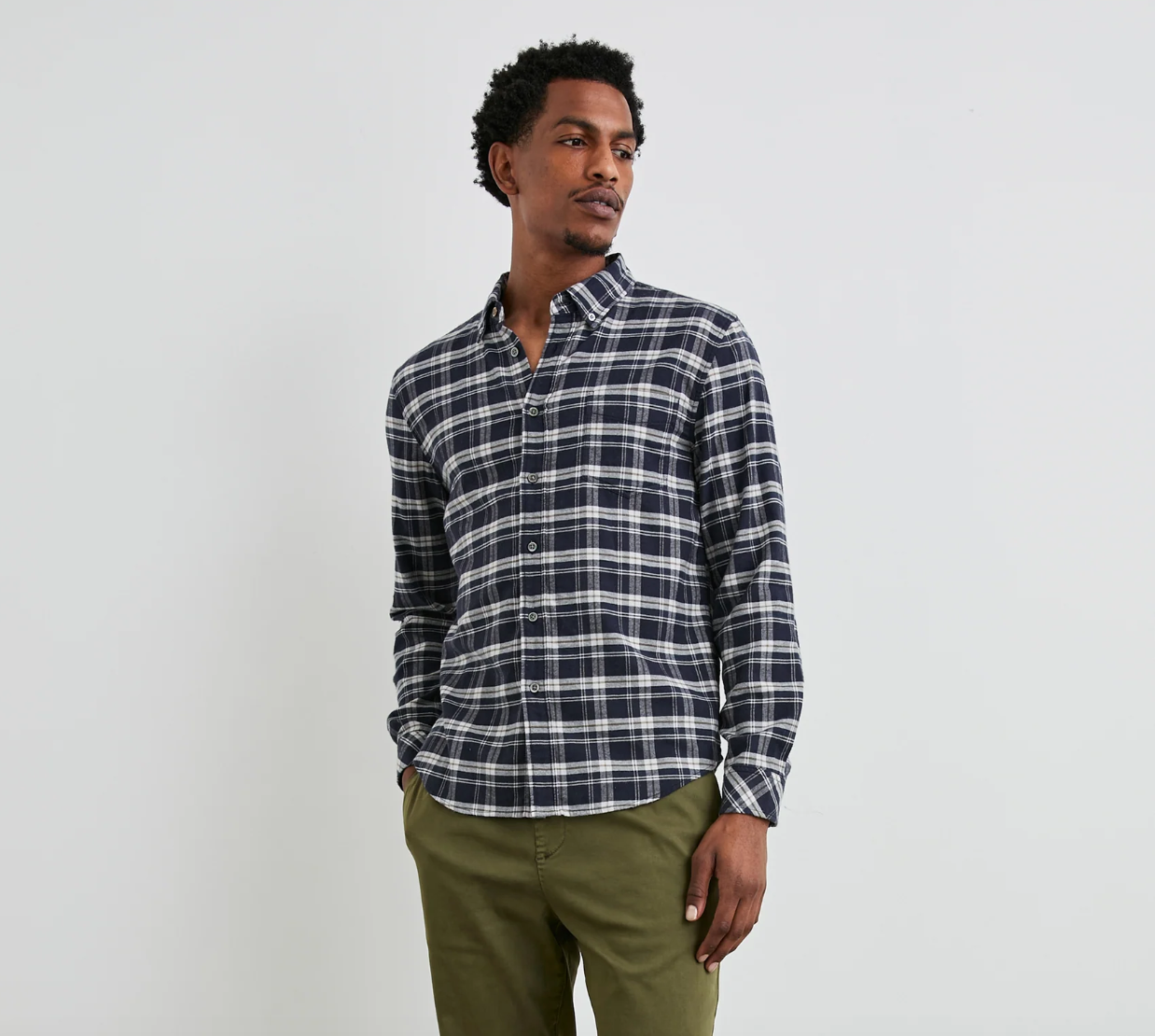 Reid Shirt in Navy Lentil Cream