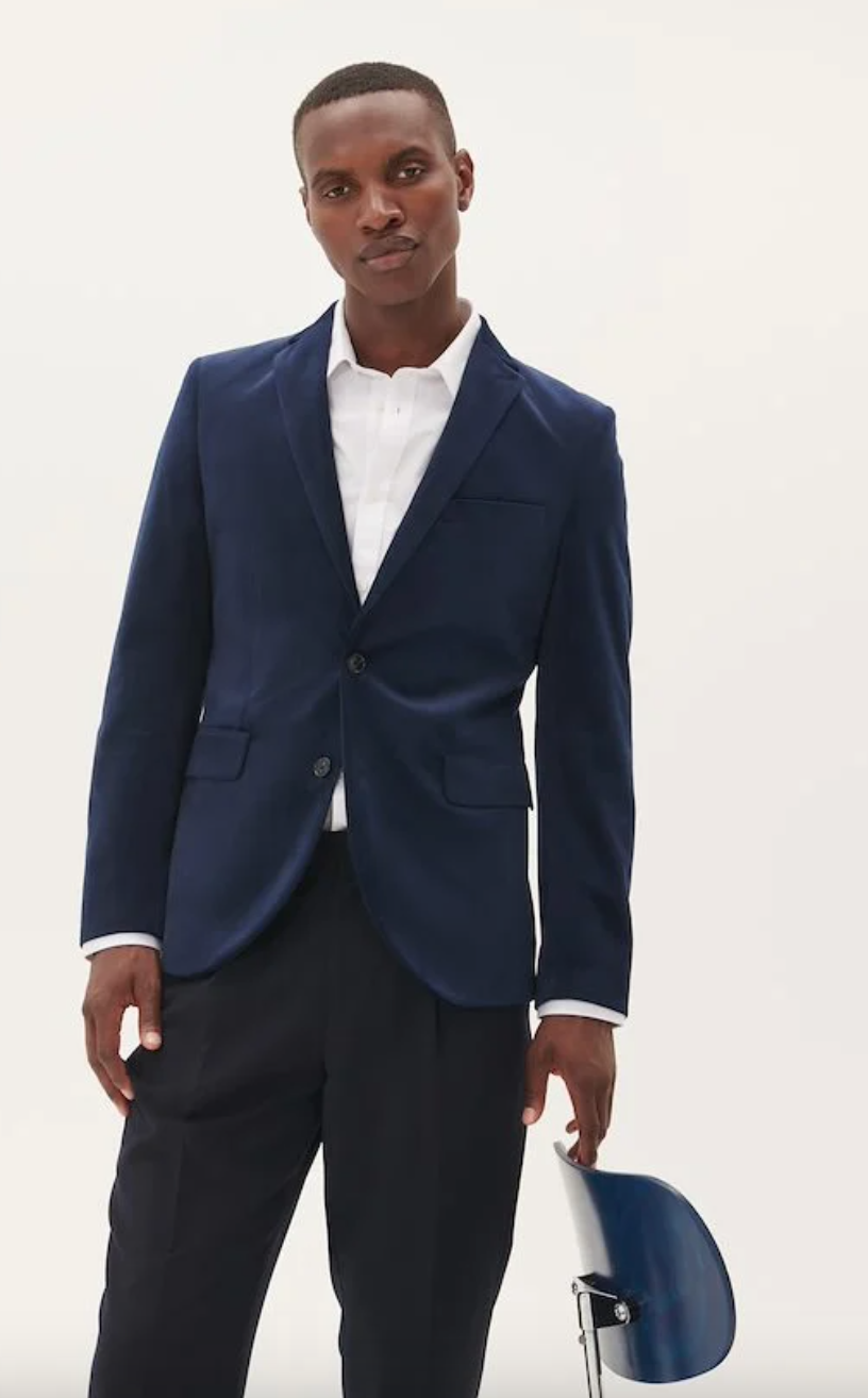 MaGeorge Velvet Blazer in Dark Midnight