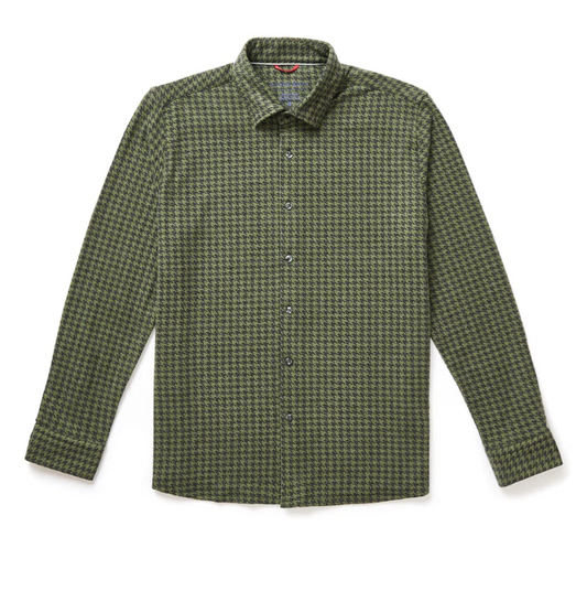 Fleece Jersey LS in Green Houndstooth