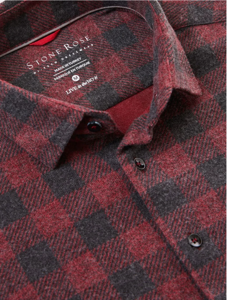 Fleece Jersey LS in Red Lumberjack Check