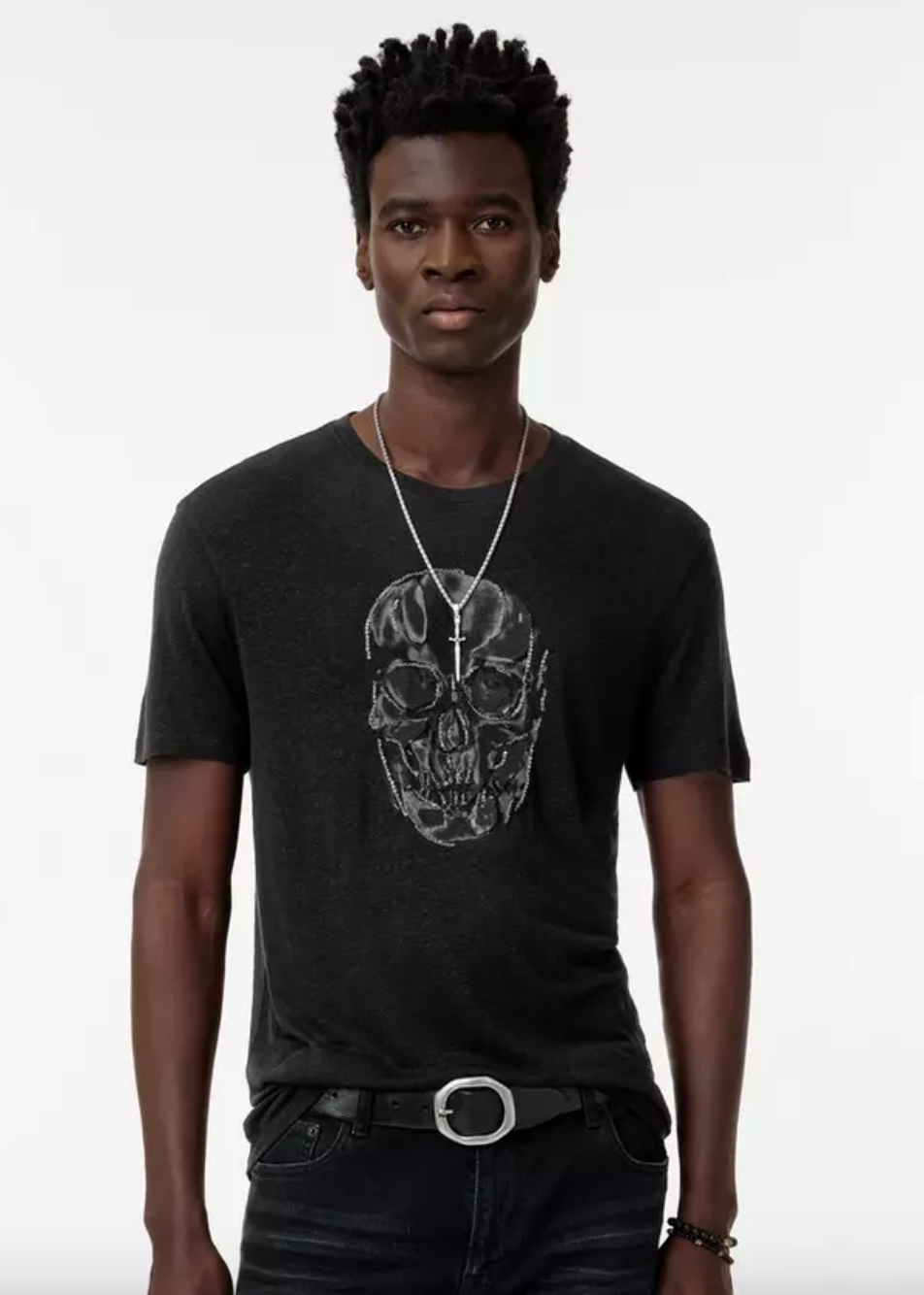 Chain Skull Tee in Black