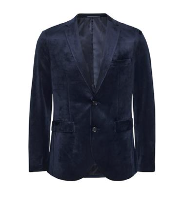 MaGeorge Velvet Blazer in Dark Midnight