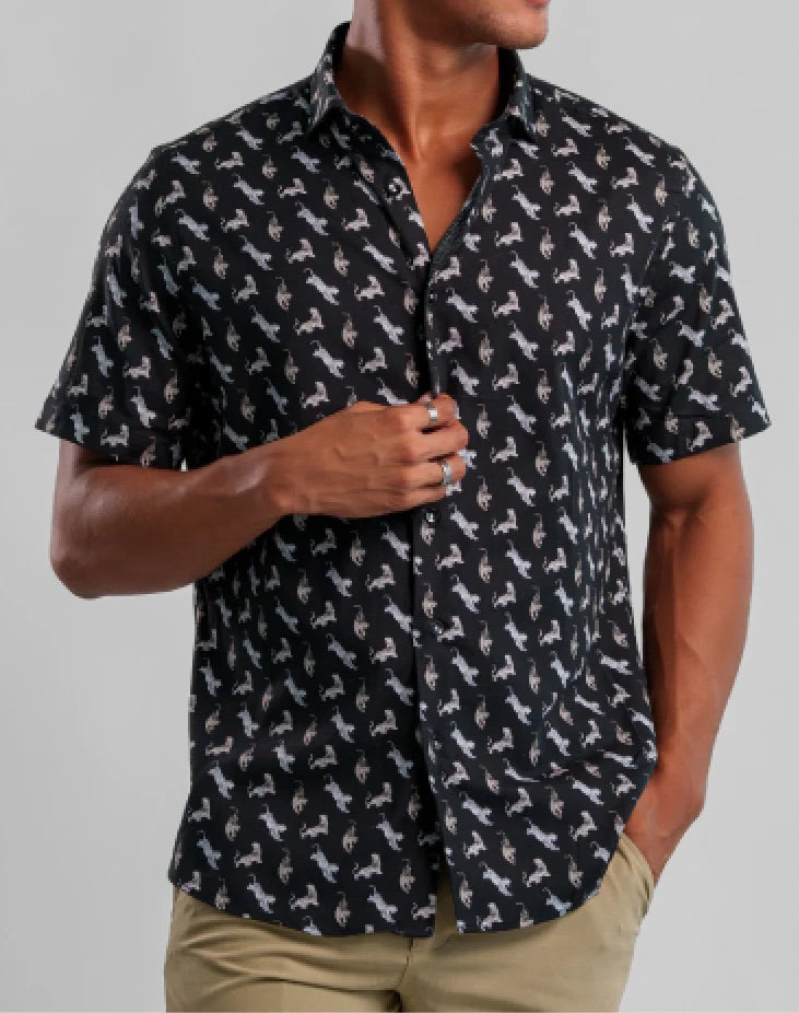 Short Sleeve Woven Shirt in Big Cat