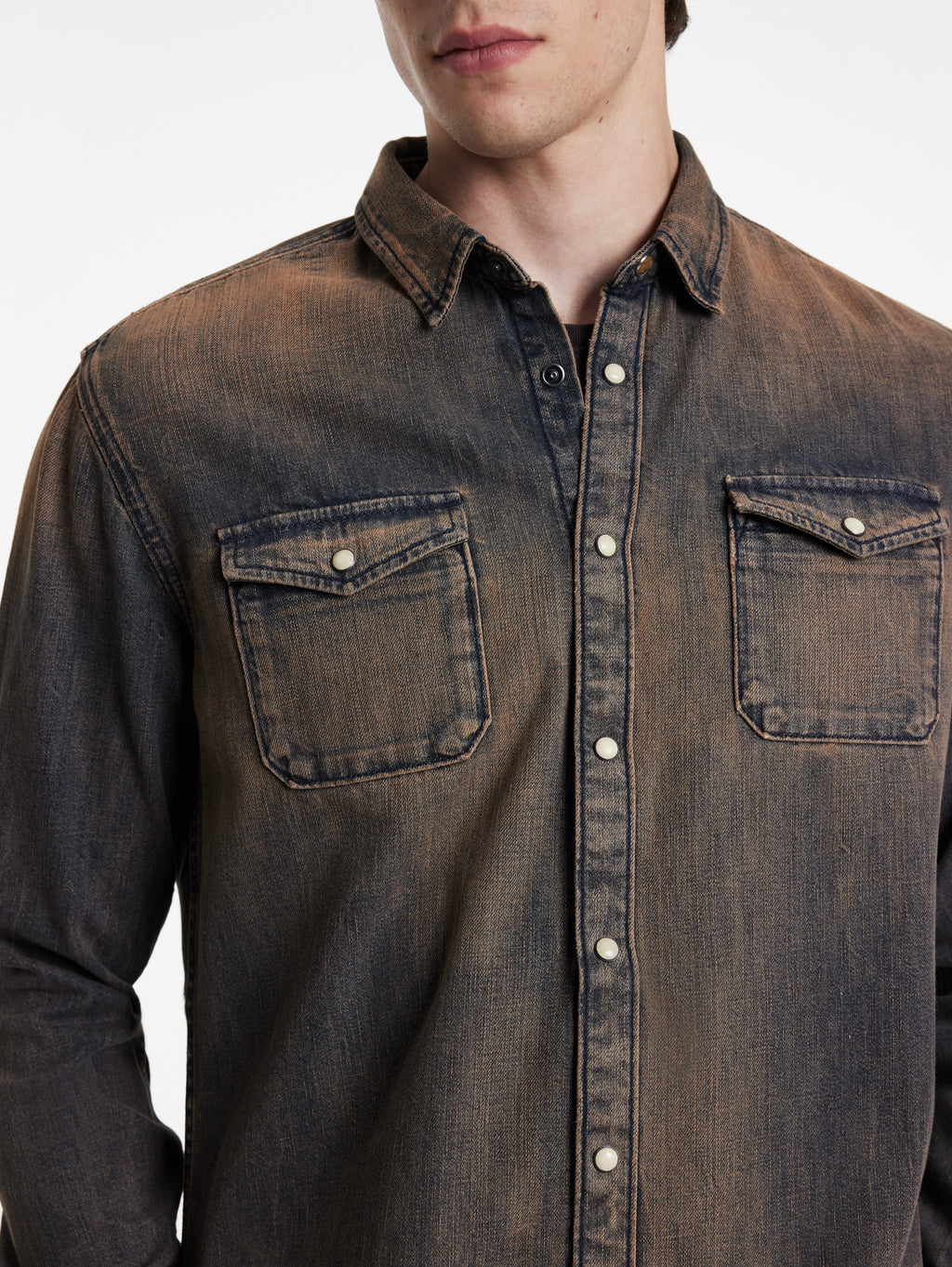Marshall Western Shirt in Rust Wash Denim