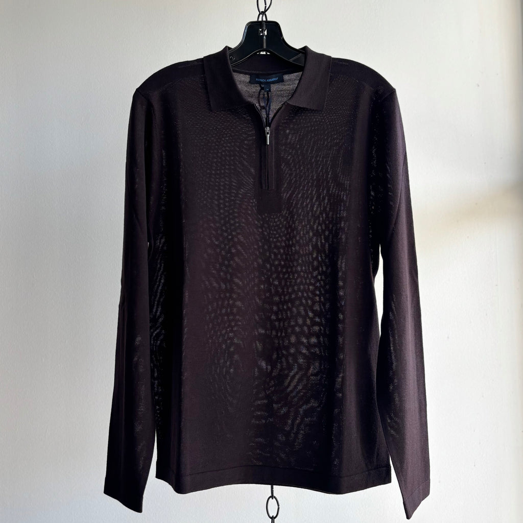 Merino 1/4 Zip Polo in Walnut