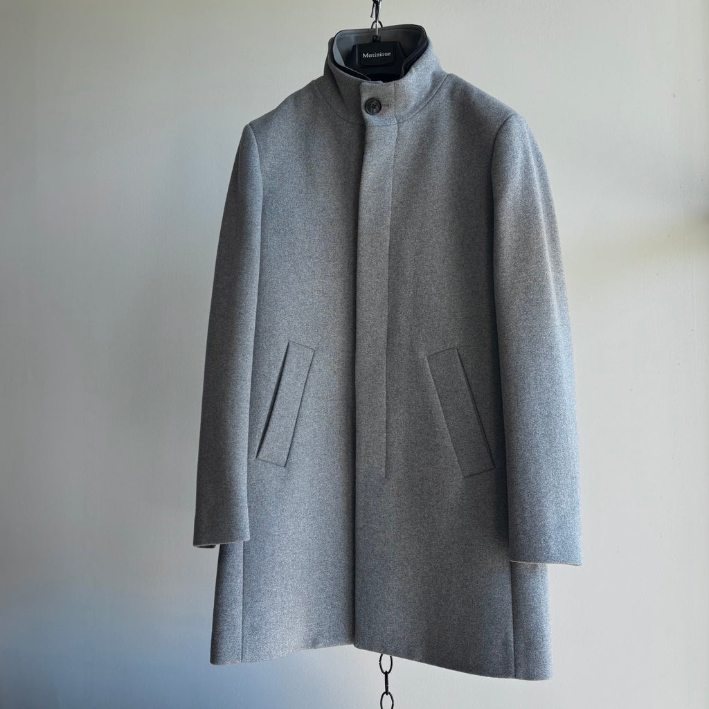Harvey N Classic Wool Coat in Light Grey