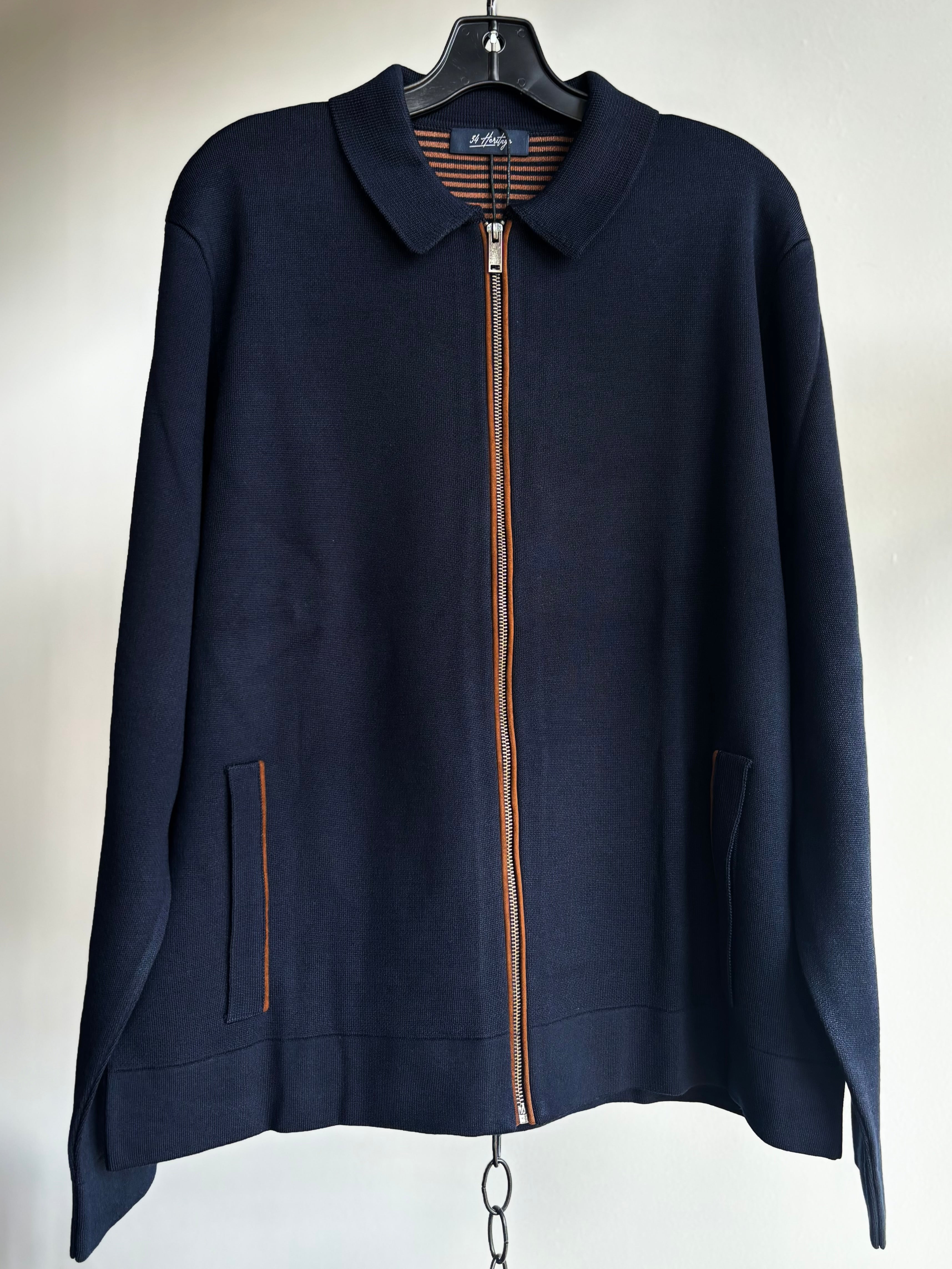 Zip Up Cardigan in Navy