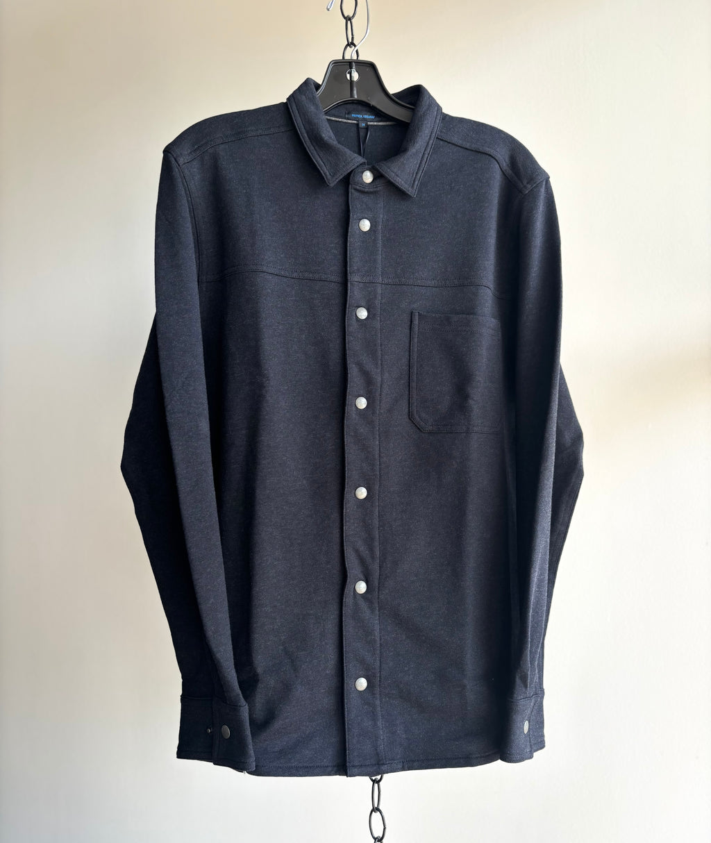 Pima Cotton Stretch Overdye Snap Front Shirt in Asteroid
