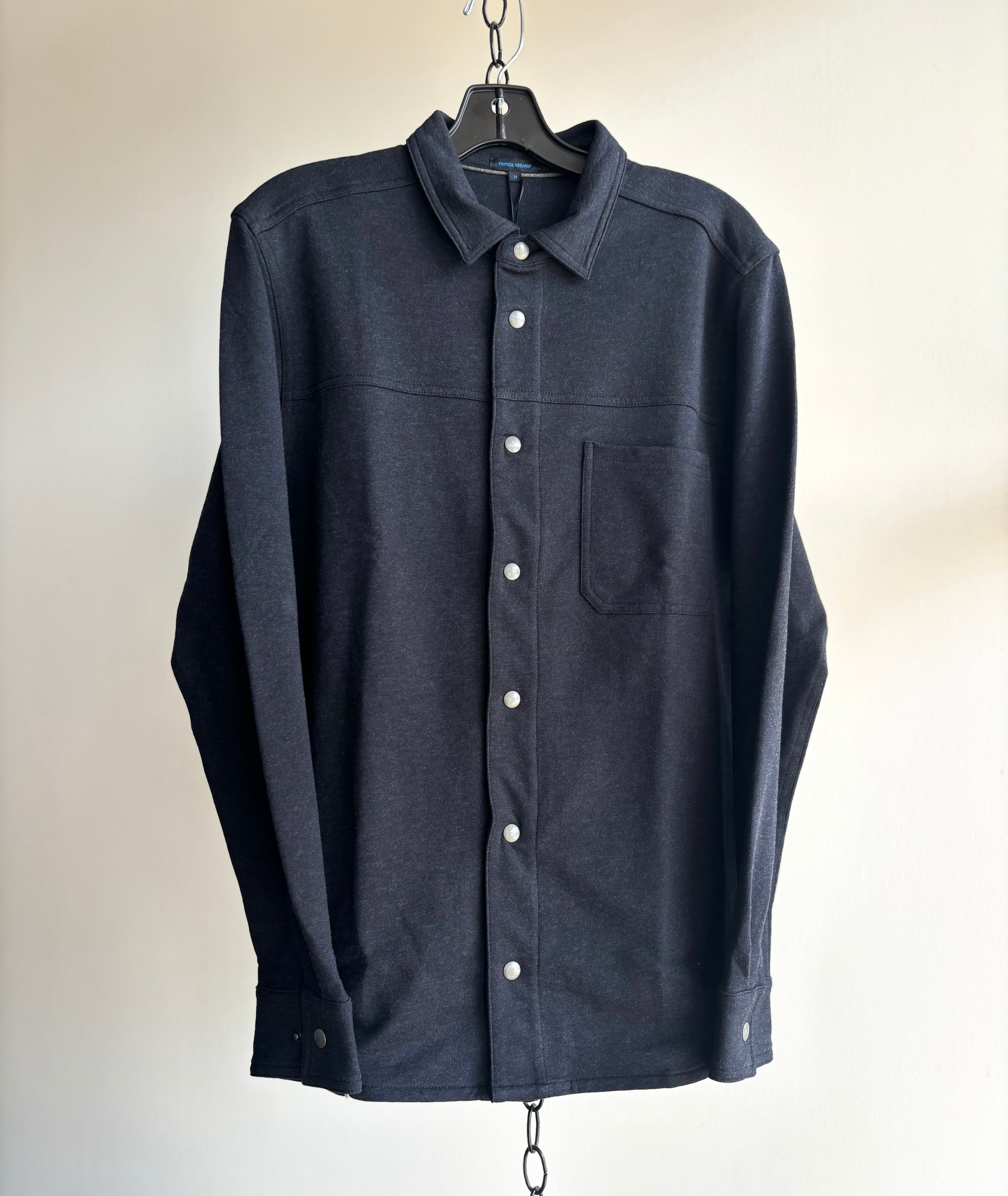 Pima Cotton Stretch Overdye Snap Front Shirt in Asteroid