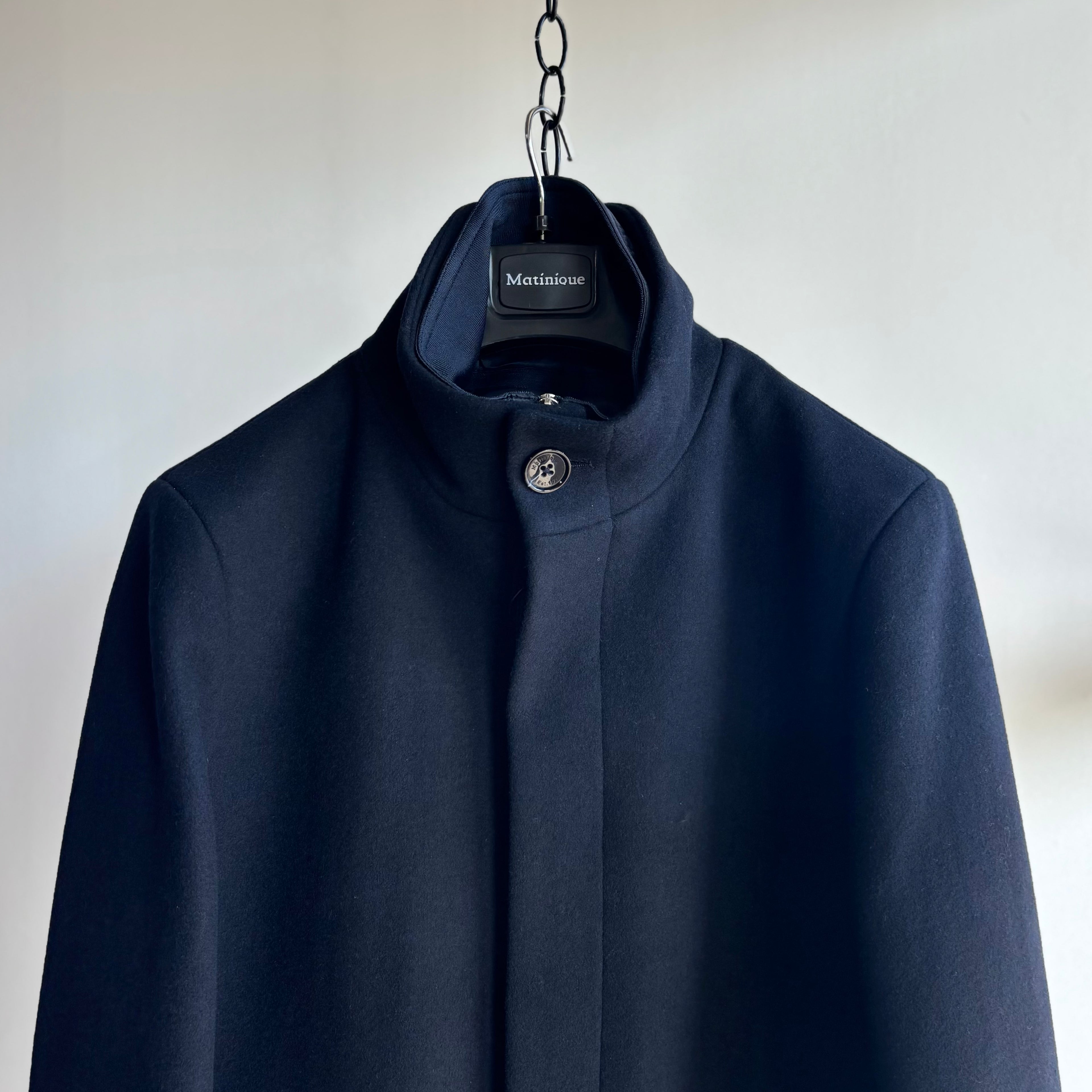 Harvey N Classic Wool Coat in Navy