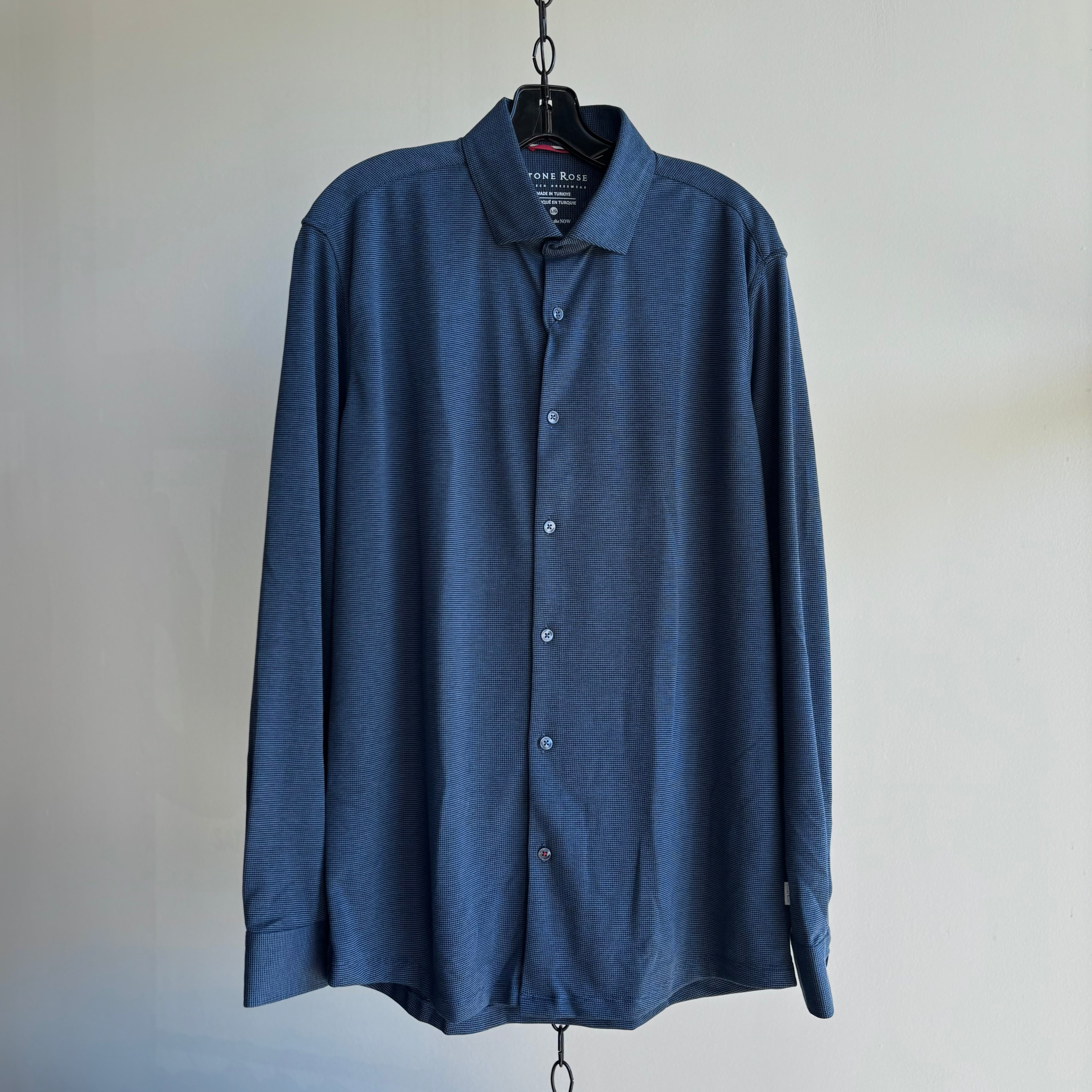 Long Sleeve Pique Knit in Navy