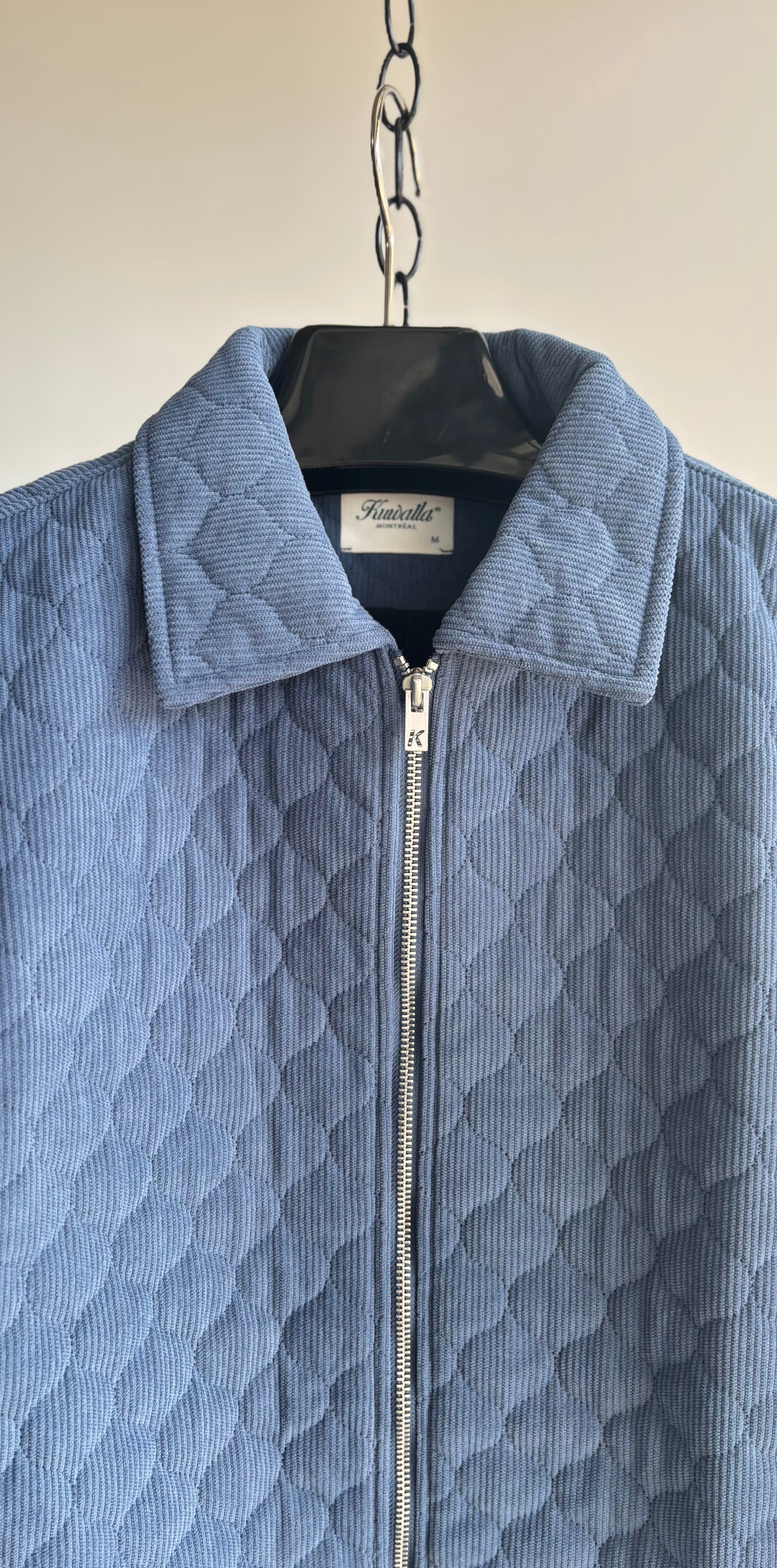 Quilted Cord Shacket in Blue