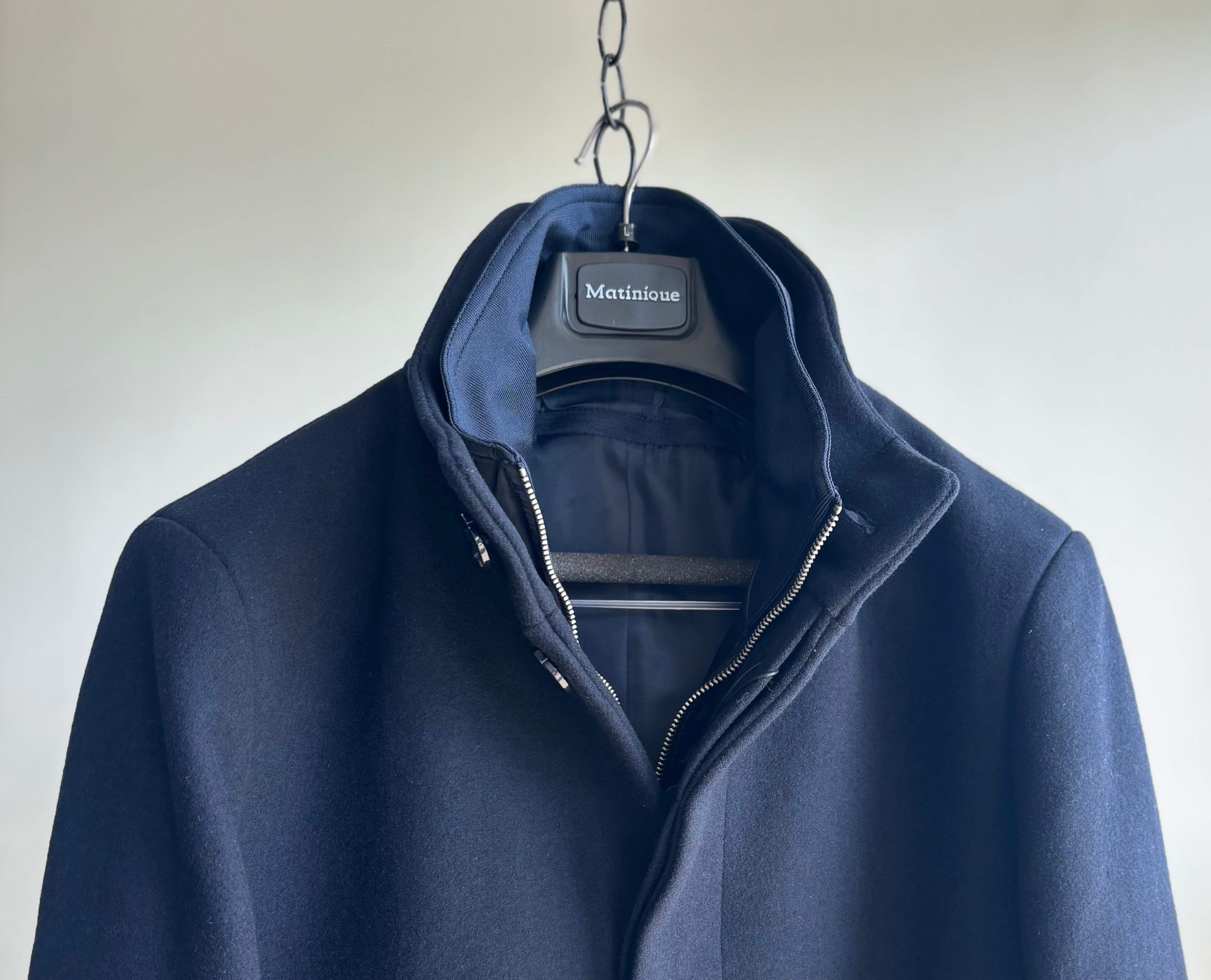 Harvey N Classic Wool Coat in Navy