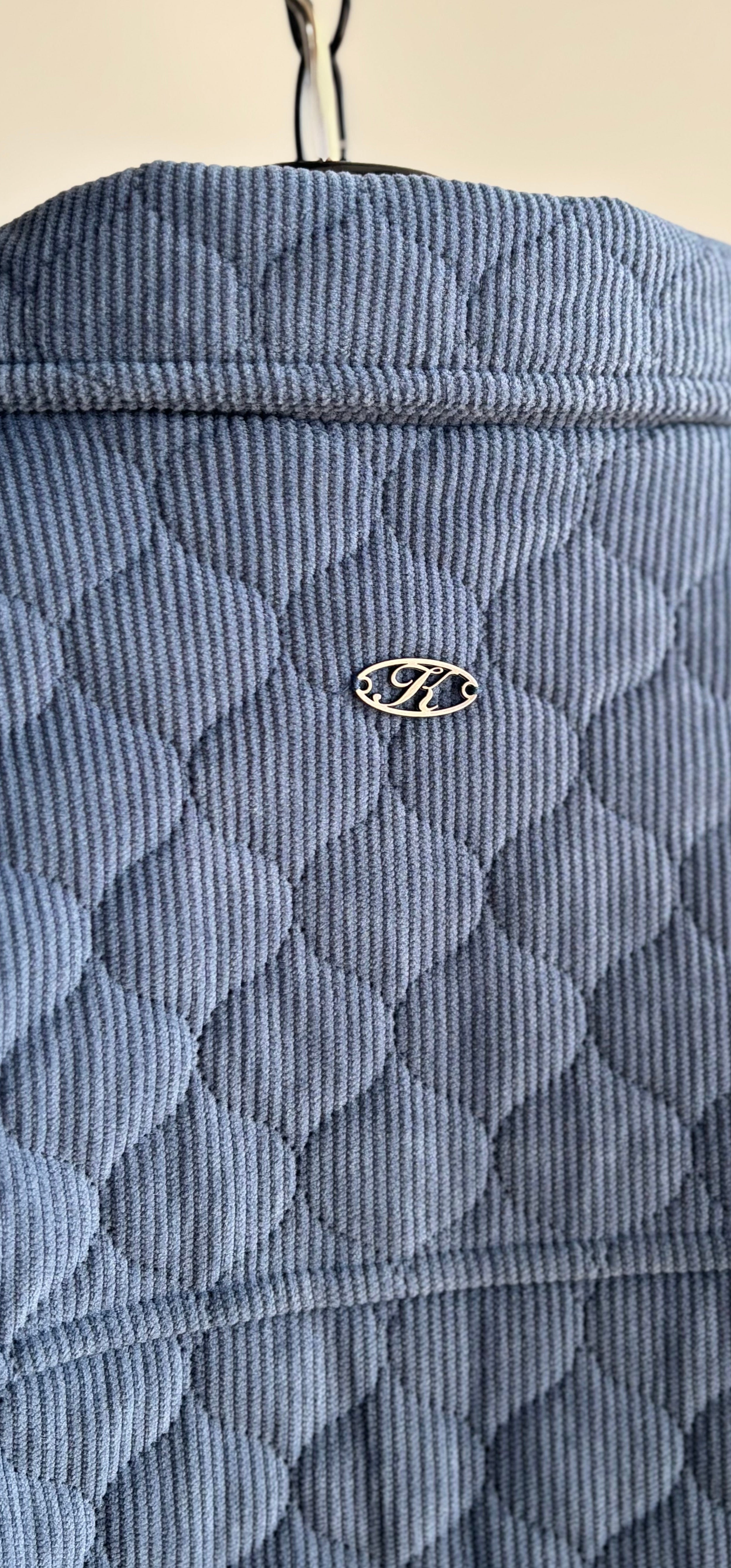 Quilted Cord Shacket in Blue