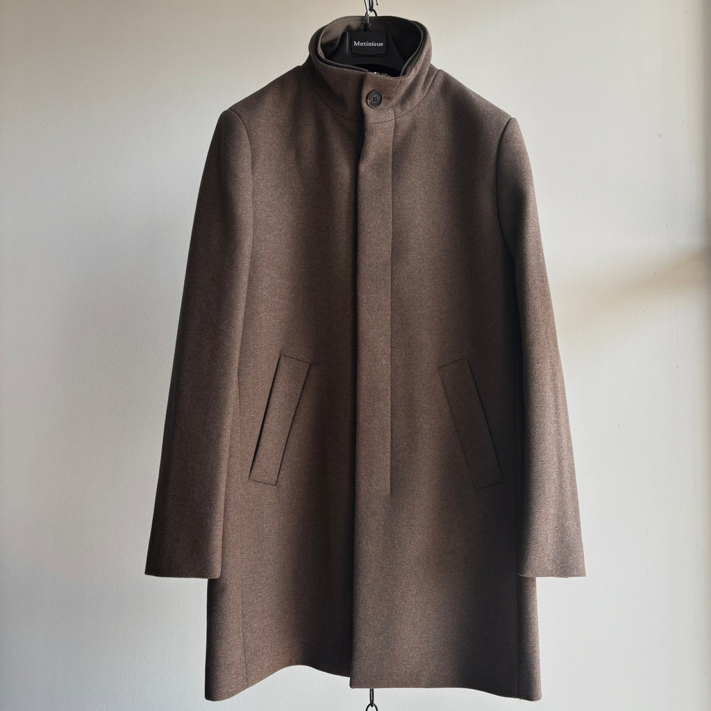 Harvey N Classic Wool Coat in Walnut